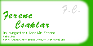 ferenc csaplar business card
