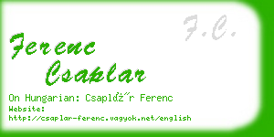 ferenc csaplar business card